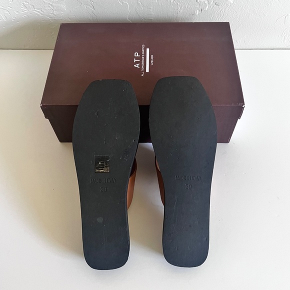 ATP ATELIER Flatform Vacchetta Leather Sandal in Terra/Black Size 39 with Box - Picture 7 of 13